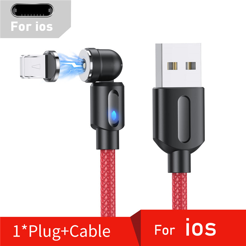 540° Rotating LED Magnetic Fast Charging Cable - USB-C / Micro / iPhone