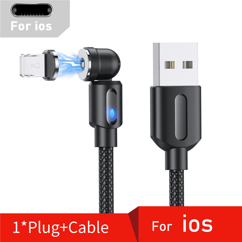 540° Rotating LED Magnetic Fast Charging Cable - USB-C / Micro / iPhone
