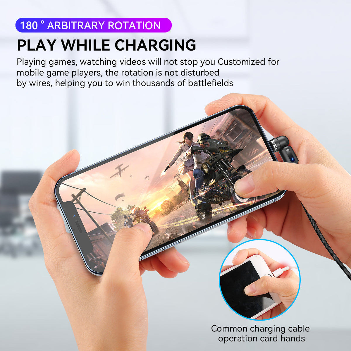 540° Rotating LED Magnetic Fast Charging Cable - USB-C / Micro / iPhone