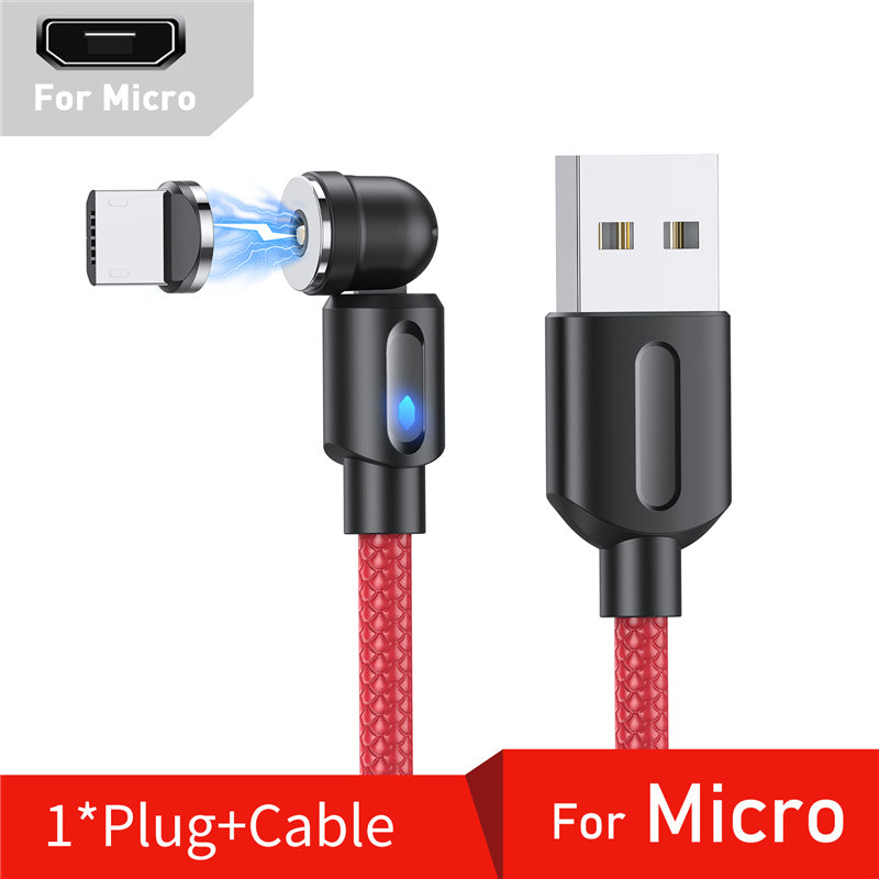 540° Rotating LED Magnetic Fast Charging Cable - USB-C / Micro / iPhone