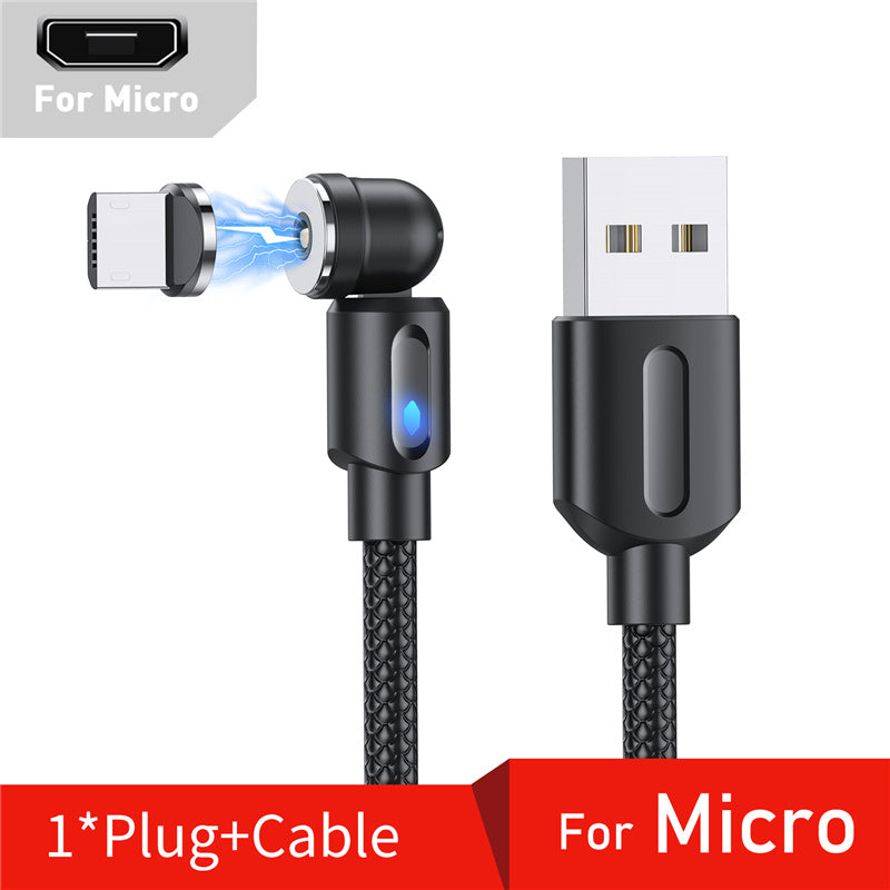 540° Rotating LED Magnetic Fast Charging Cable - USB-C / Micro / iPhone