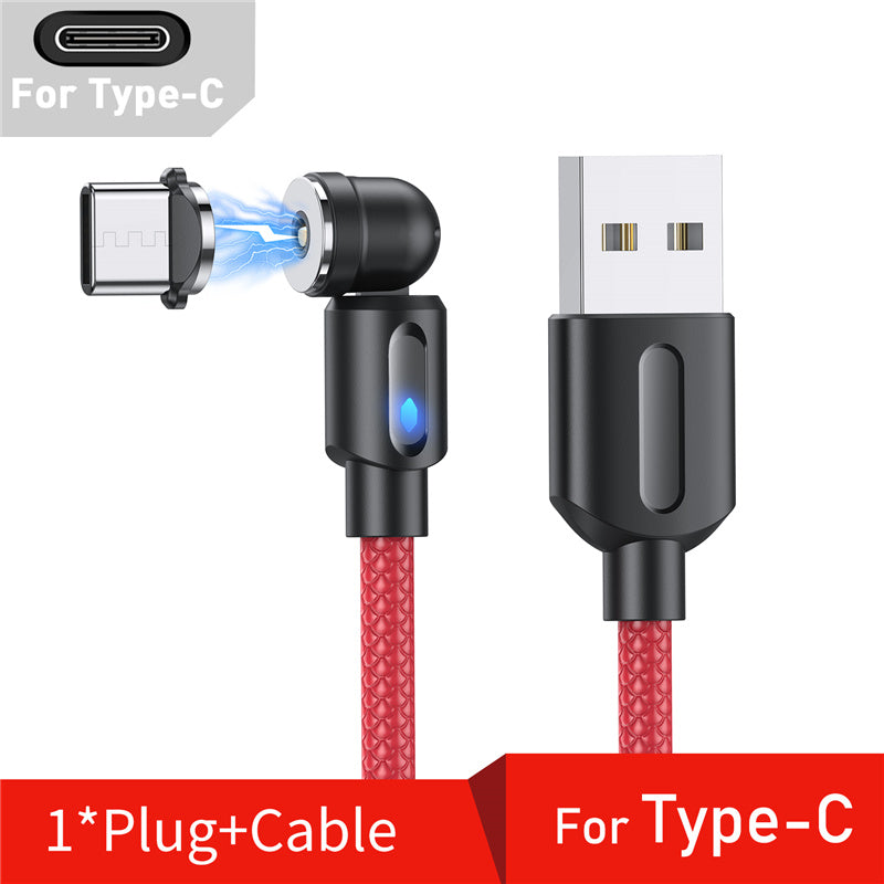 540° Rotating LED Magnetic Fast Charging Cable - USB-C / Micro / iPhone