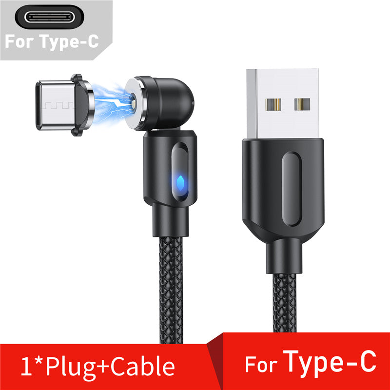 540° Rotating LED Magnetic Fast Charging Cable - USB-C / Micro / iPhone